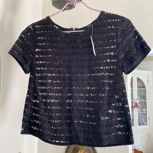 NWT Forever 21 Woven Top Black - lacy size M